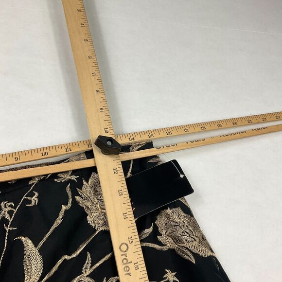 Dana Buchman Womens Silk Pants 8 Black Gold Embroidered Floral Boho NWT Luxe - Picture 7 of 12